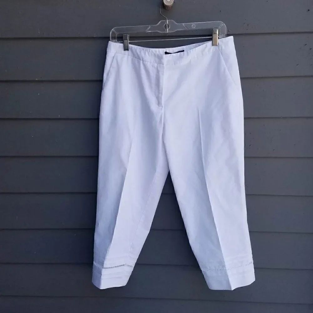 Zac & Rachel White Cotton Blend Cropped Pants size 10